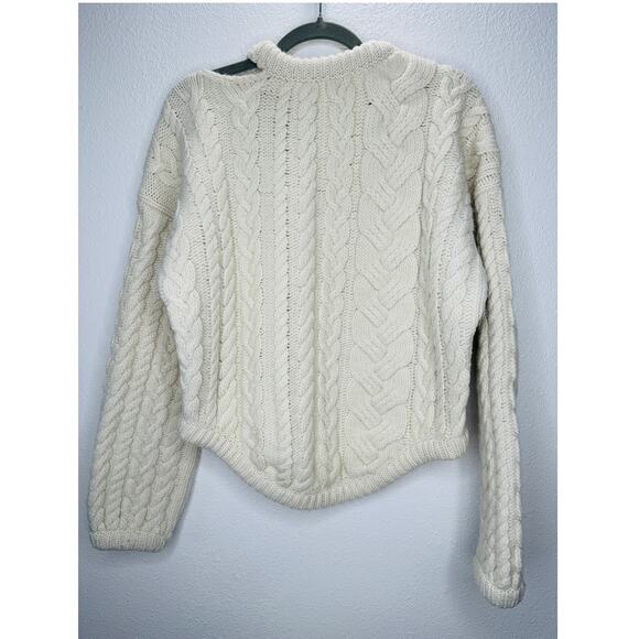 Tempest & Bentley Cream Chunky Knit 100% Wool Long Sleeve Sweater M - Picture 6 of 13